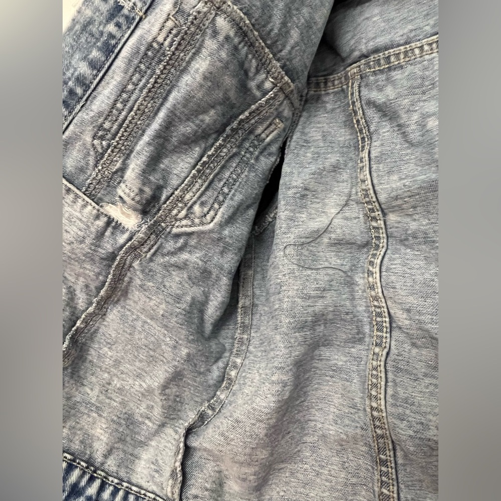 Patchwork Distressed Denim Jacket Size Small - Picture 3 of 5